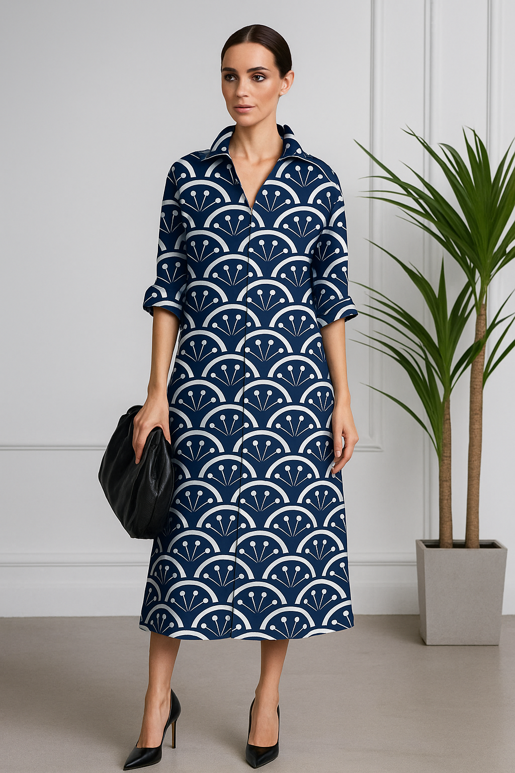 Chemise Longa Feminina - Azul Floral