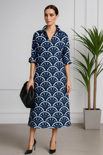 Chemise Longa Feminina - Azul Floral