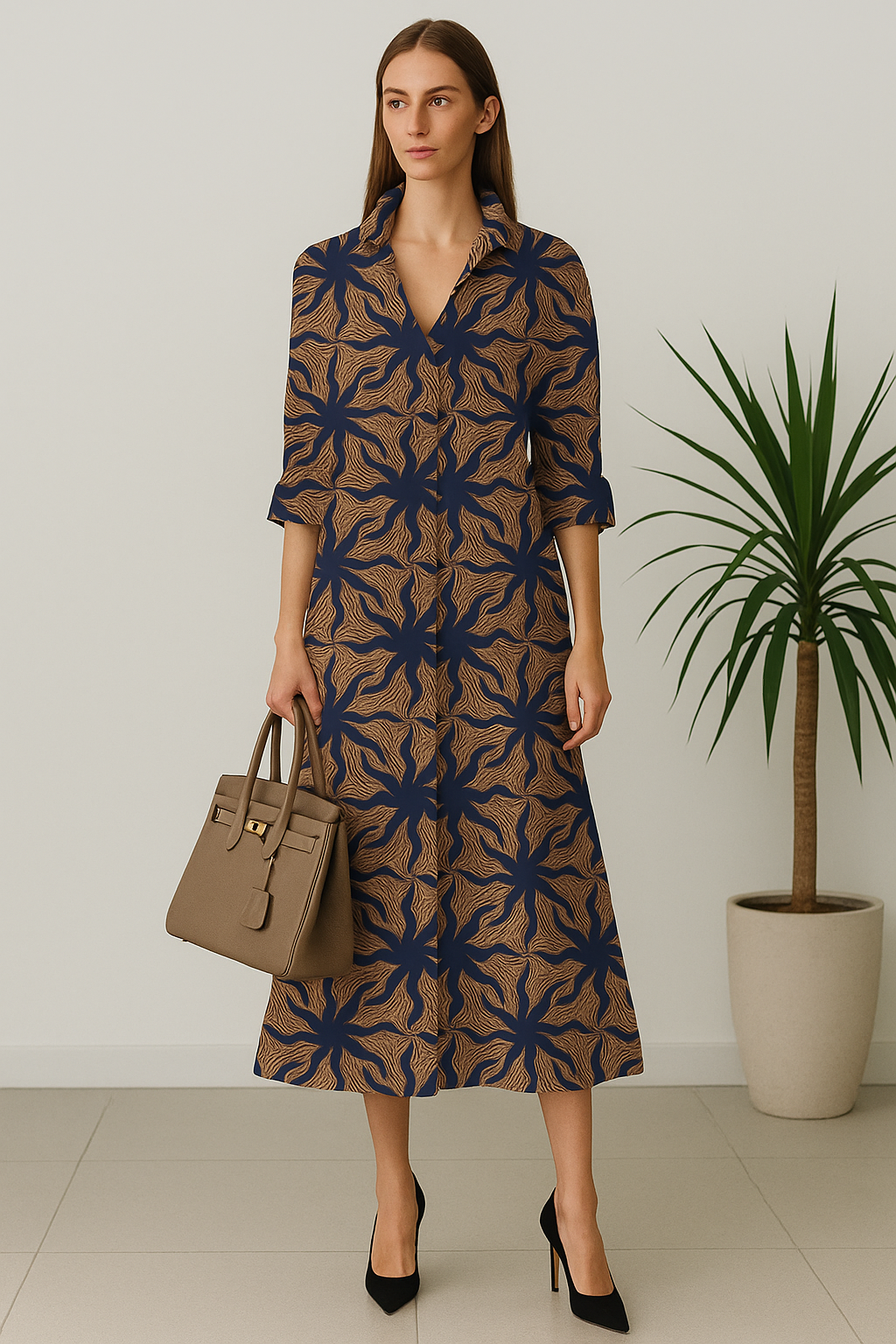 Chemise Longa Feminina - Azul Floral