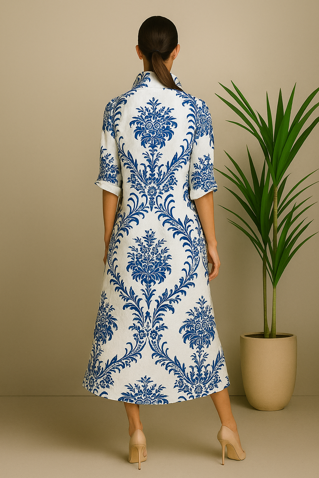 Chemise Longa Feminina - Azul Floral