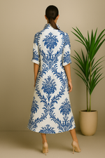 Chemise Longa Feminina - Azul Floral