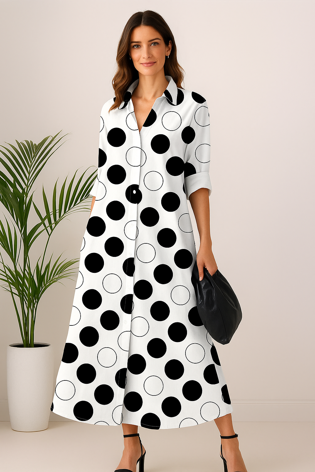 Chemise Estampada Gola Polo - Folhas