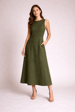 Vestido Longo Diana em Linho Forrado