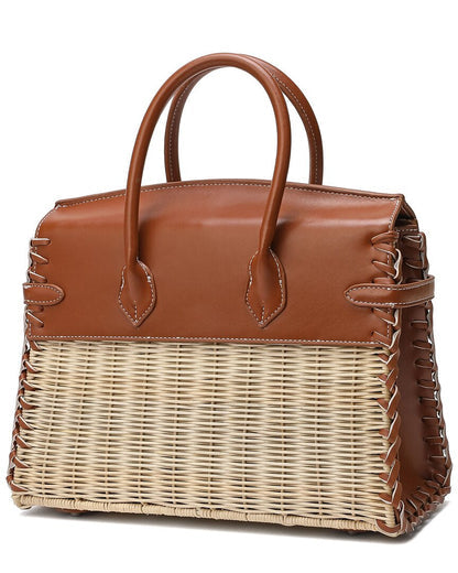 Bolsa de Palha e Couro Montaigne