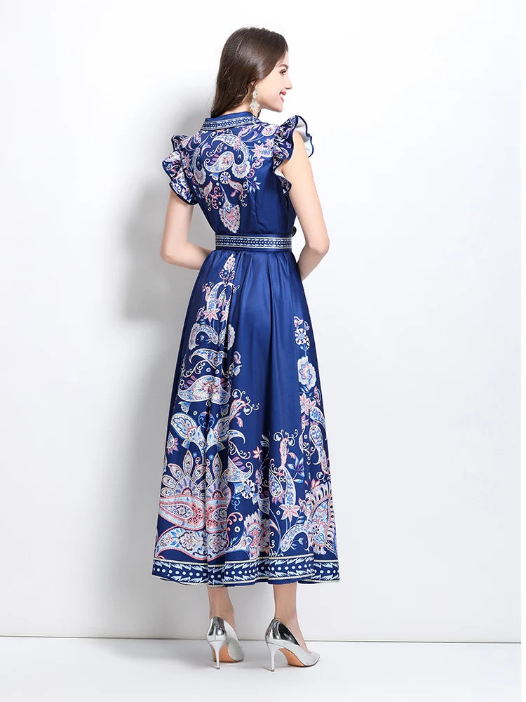 Vestido Longo com Cinto Celestina