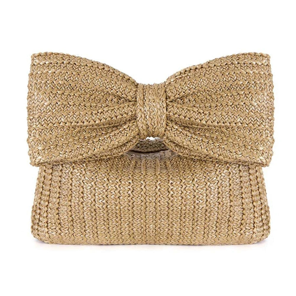 Bolsa Clutch de Palha Laço
