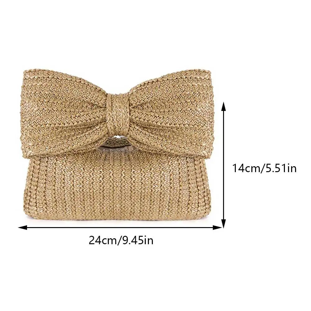 Bolsa Clutch de Palha Laço