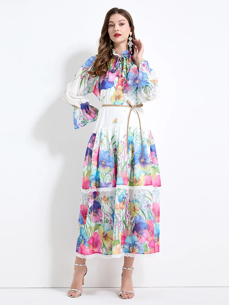 Vestido com Cinto Floral Giorgia