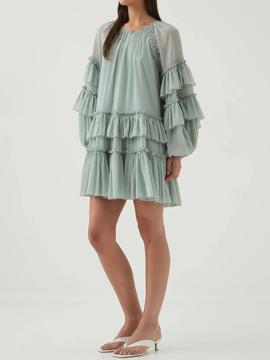 Vestido Boho Curto com Babados