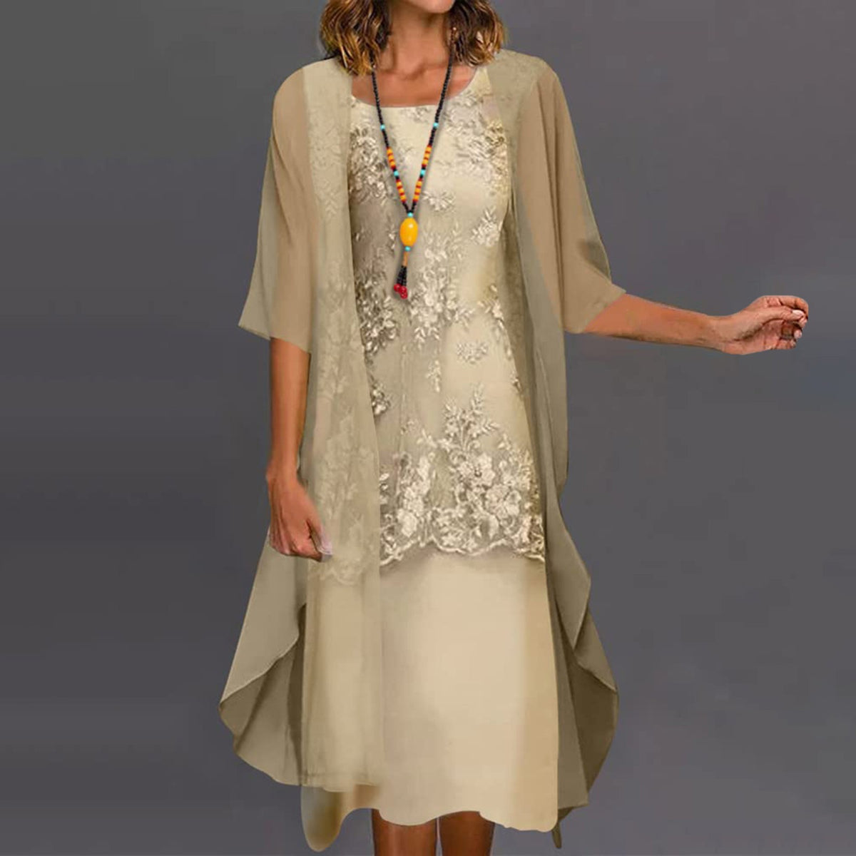 Vestido de Renda e Cardigan Sofia