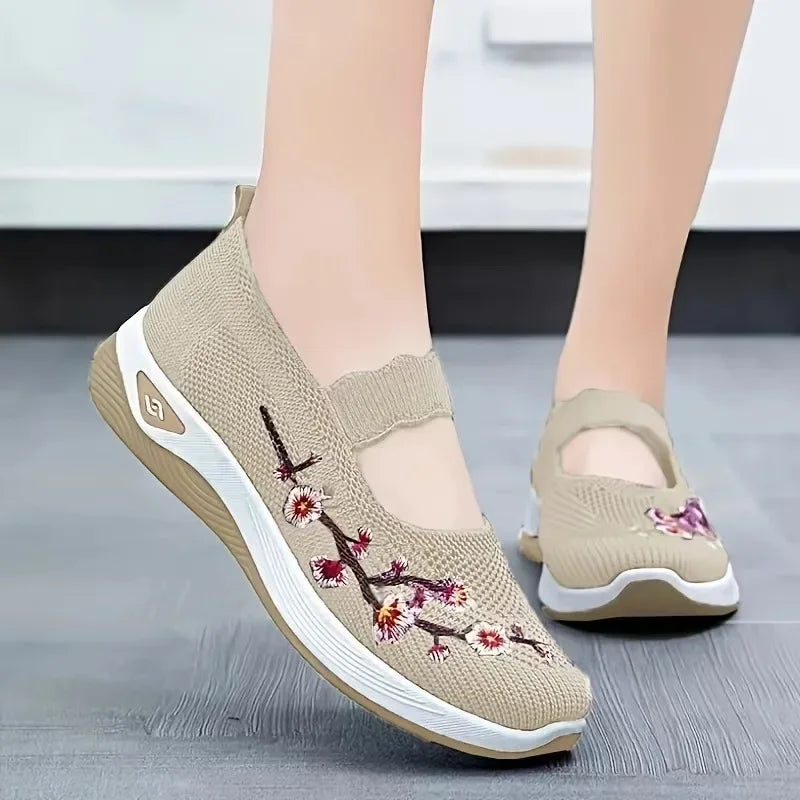 Tênis Feminino Floral Confortável sem Cadarço