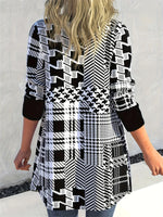 Cardigan Preto e Branco Manga Comprida