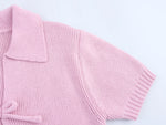 Blusa de Lã Feminina com Laços e Gola Polo