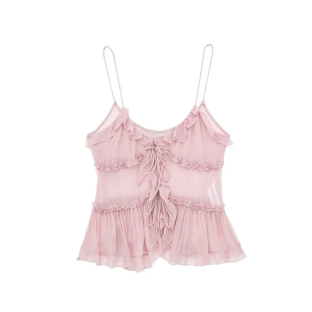 Blusa Boho com Alças Finas