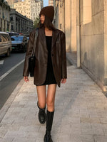 Blazer Alongado em Couro Pu