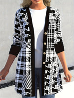 Cardigan Preto e Branco Manga Comprida