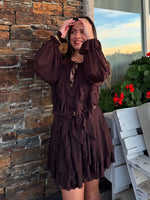 Vestido Boho Marrom Café