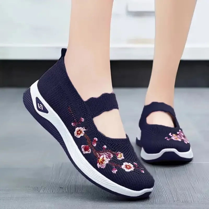 Tênis Feminino Floral Confortável sem Cadarço
