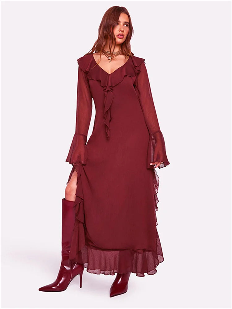 Vestido Boho Vinho