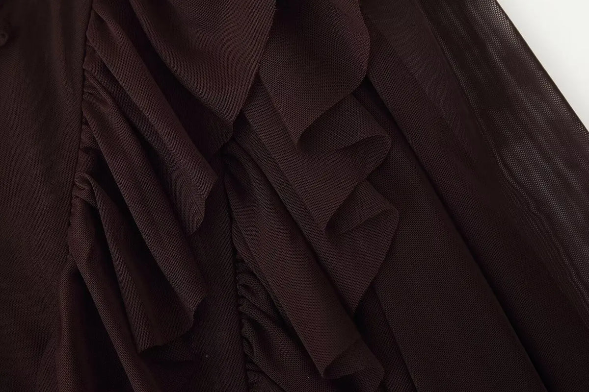 Vestido Boho Marrom Café