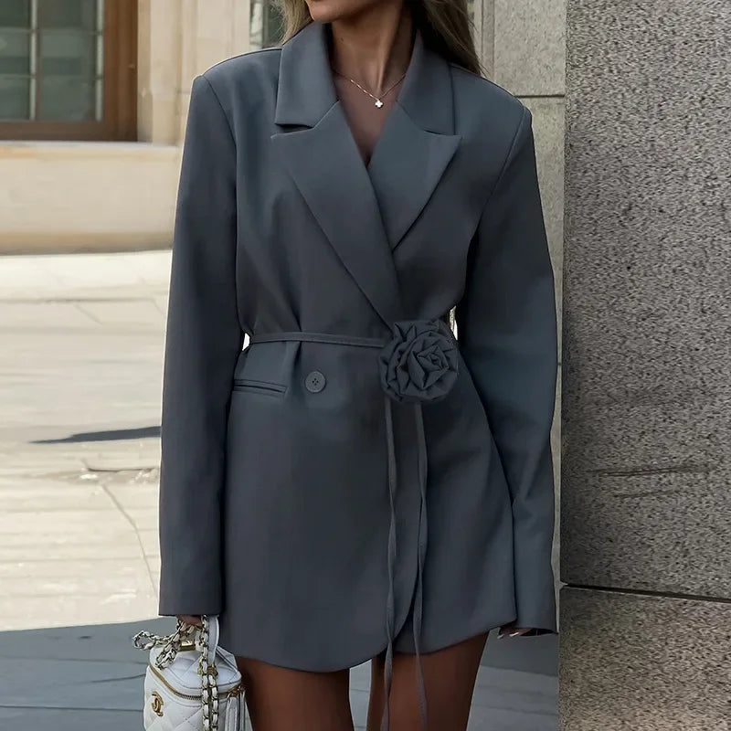 Blazer com Cinto de Flor