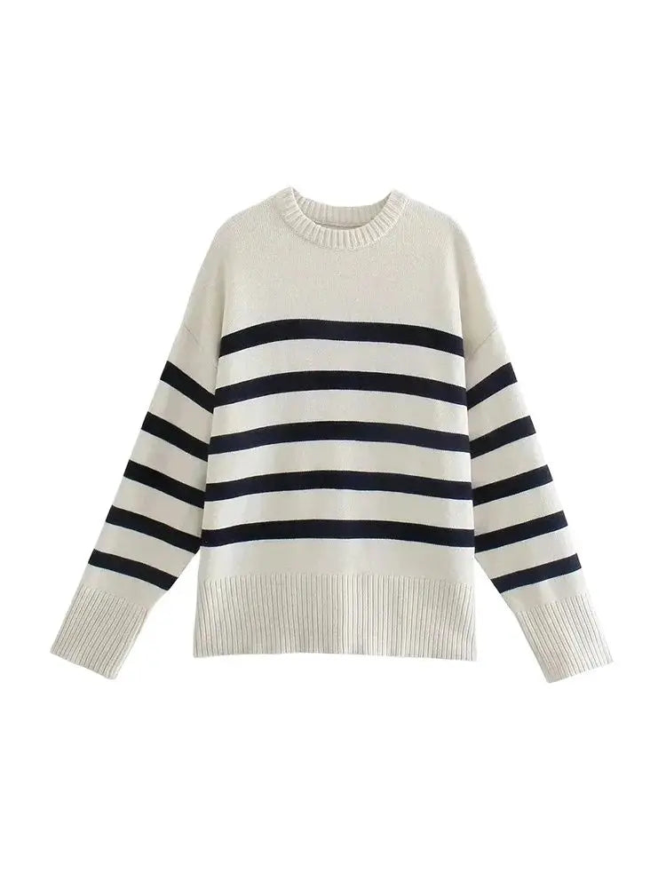 Suéter Listrado Oversized Feminino