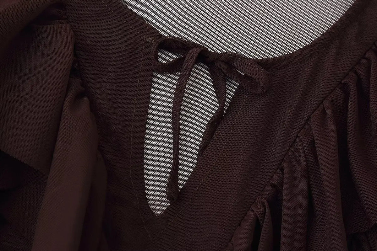 Vestido Boho Marrom Café