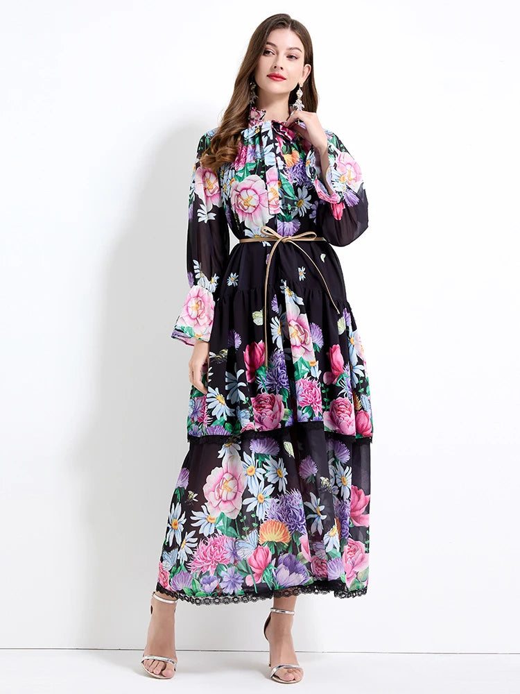 Vestido com Cinto Floral Giorgia