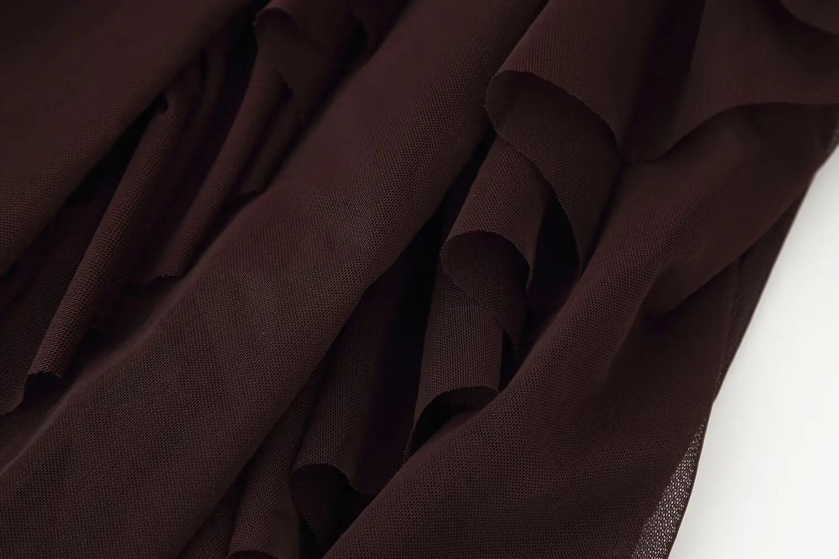 Vestido Boho Marrom Café