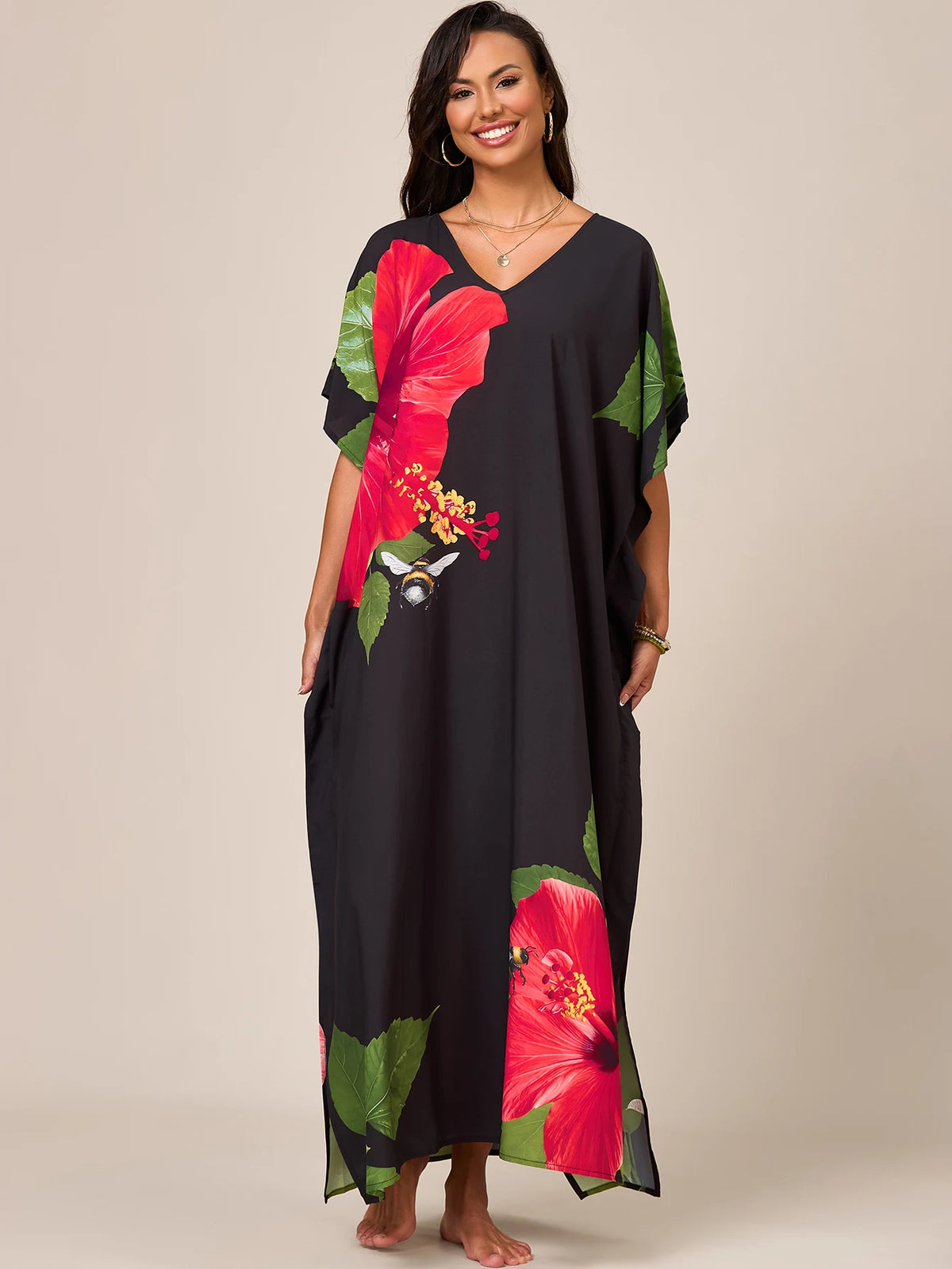 Vestido Kaftan Hibisco