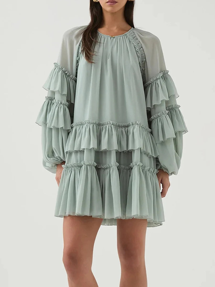 Vestido Boho Curto com Babados