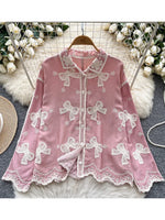 Camisa Feminina Laço Bordada - Elegância e Charme | MIZZY