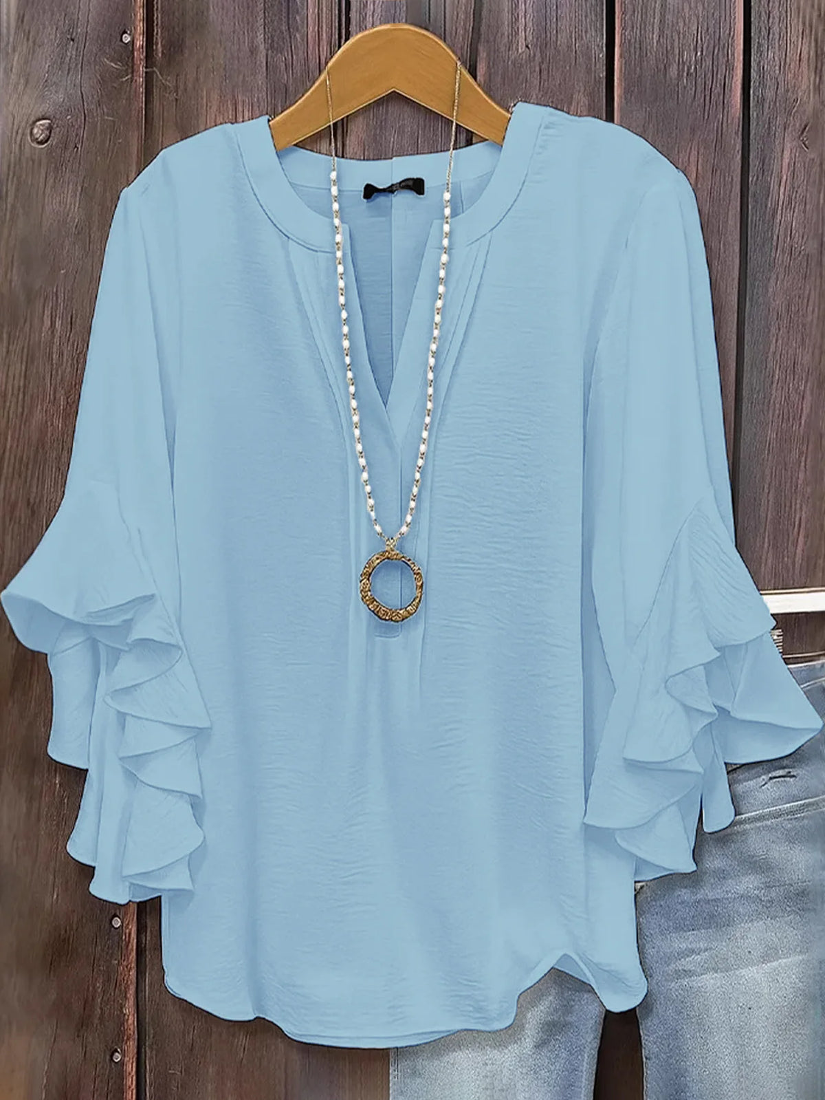 Blusa Feminina Soltinha Manga Babado