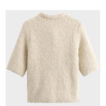 Suéter de Lã Feminino Manga Curta com Laço