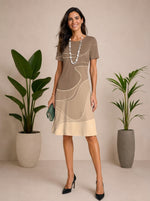 Vestido Feminino Estampado Elegance Areia - Moda Elegante para Senhoras