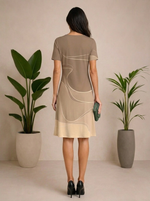 Vestido Feminino Estampado Elegance Areia - Moda Elegante para Senhoras
