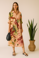 Chemise Longa Floral - Amarelo