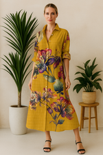 Chemise Longa Floral - Amarelo