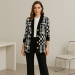 Cardigan Preto e Branco Manga Comprida