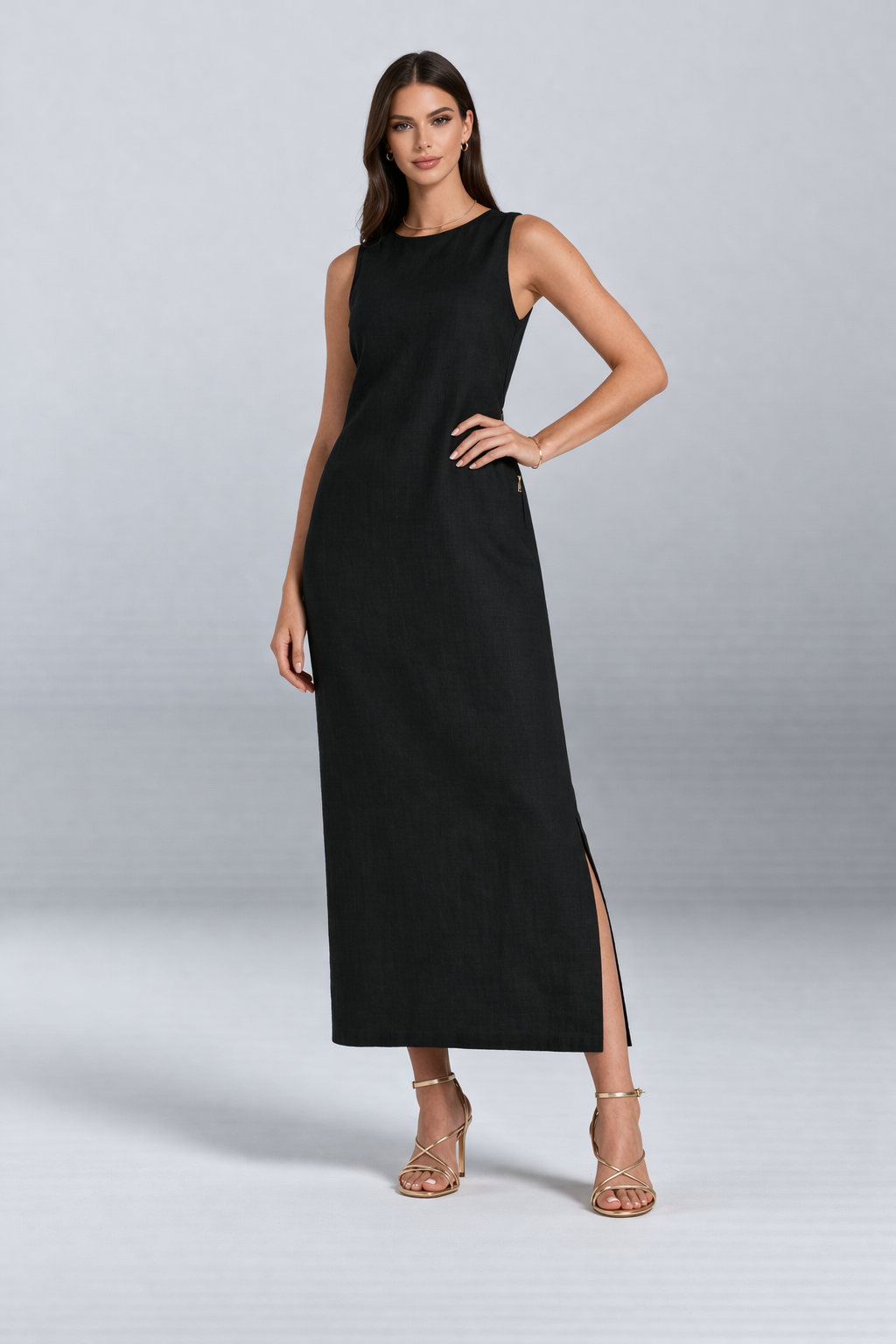 Vestido Longo Diana em Linho Forrado