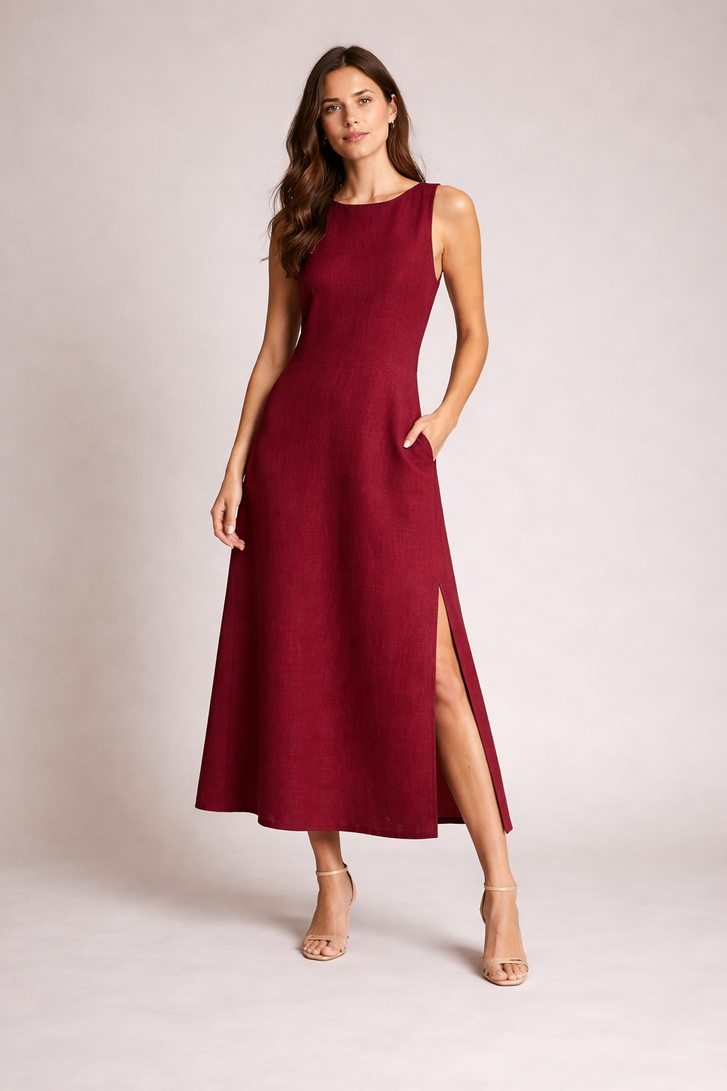 Vestido Longo Diana em Linho Forrado