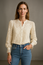 Camisa de Renda Gripir Manga Longa