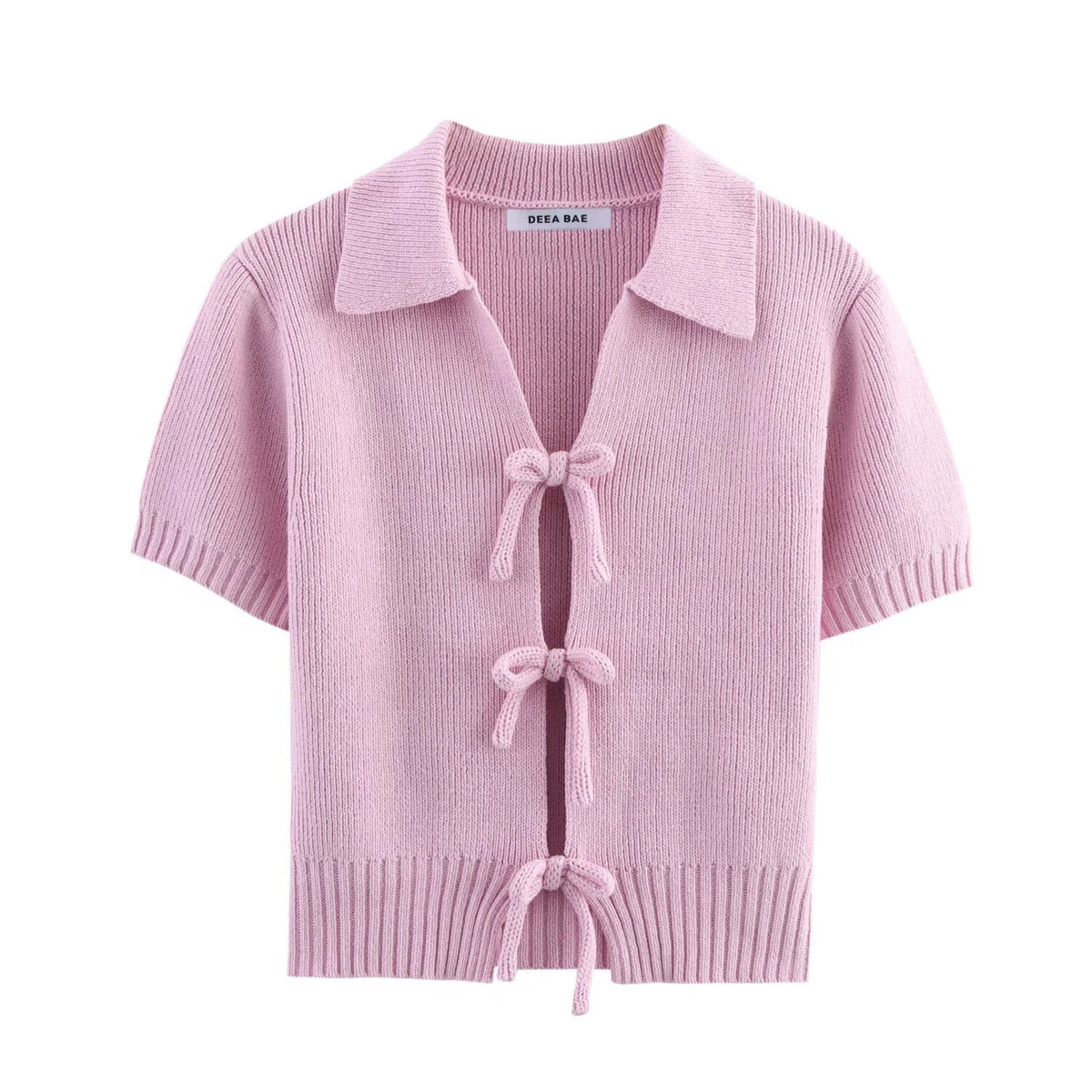 Blusa de Lã Feminina com Laços e Gola Polo