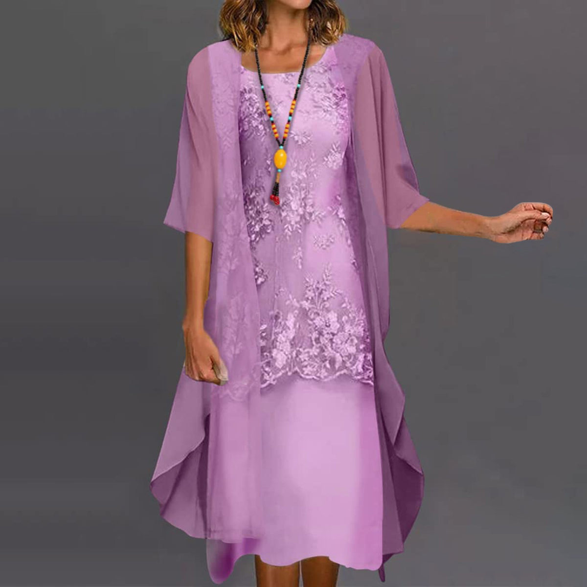 Vestido de Renda e Cardigan Sofia