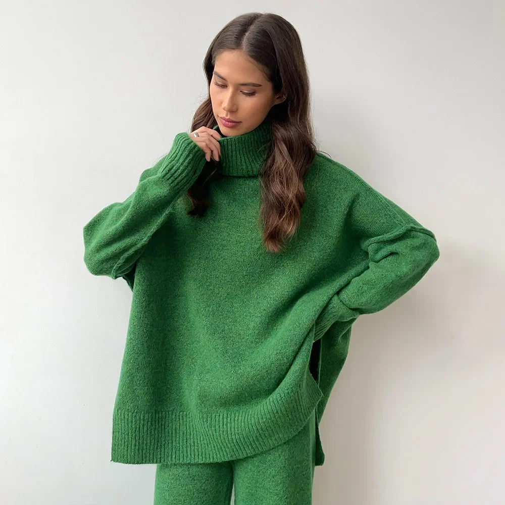 Conjunto de Lã Gola Alta Feminino