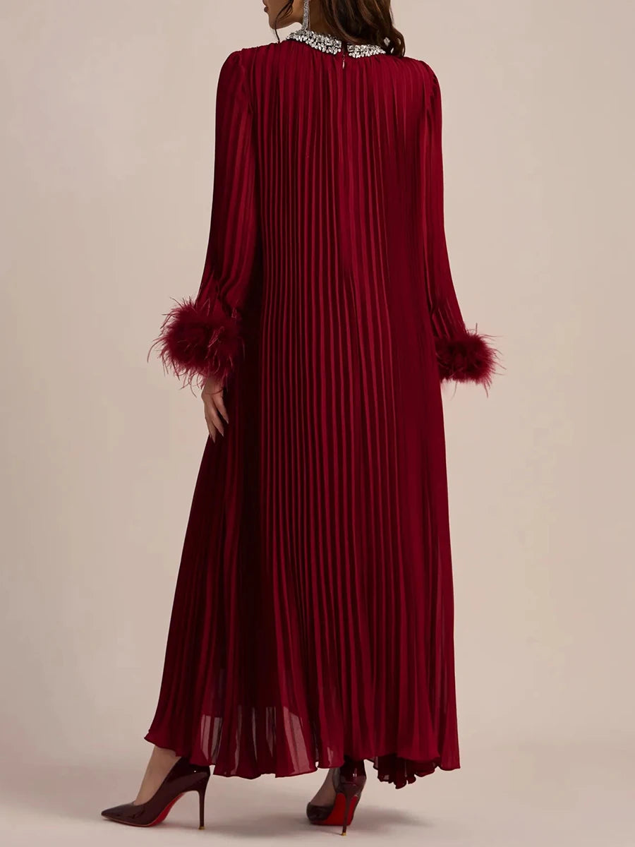 Vestido Longo Plissado Alessandra