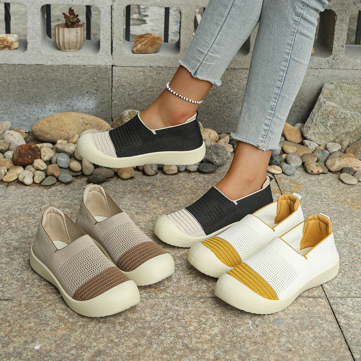 Tênis Feminino Casual Confortável Slip On – Sem Cadarço Antiderrapante