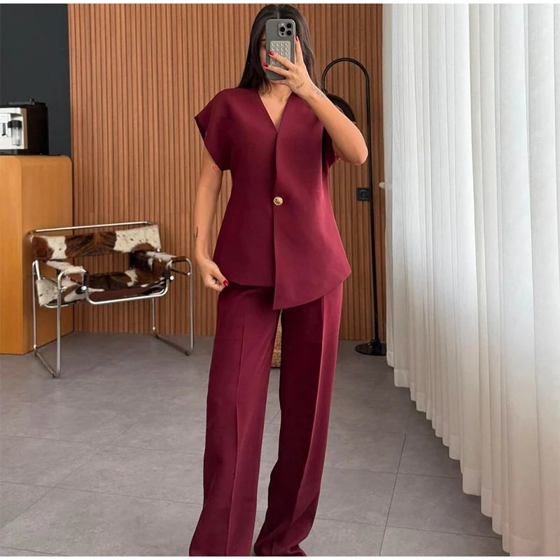 Conjunto Feminino Alfaiataria Calça e Blusa