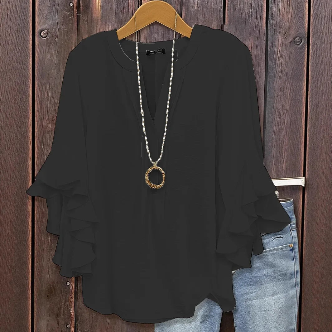 Blusa Feminina Soltinha Manga Babado
