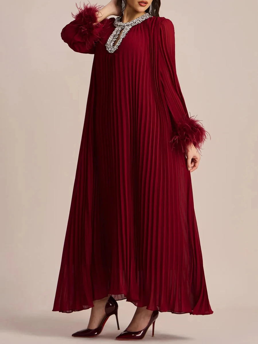 Vestido Longo Plissado Alessandra